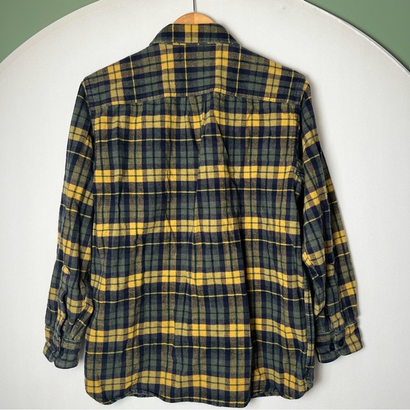 L.L Bean Men’s Plaid Flannel Button Down Shirt Yellow Green Gorpcore Medium Reg - Picture 8 of 8